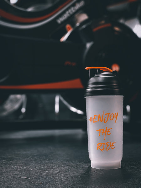 #EnjoyTheRide Black and Orange 700ml Protein Shaker Bottle