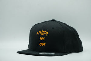 #EnjoyTheRide Black and Orange Embroidered Classic Snapback Cap