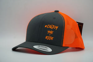 #EnjoyTheRide Flexfit Retro Charcoal/Orange Trucker Cap