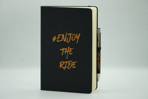 #EnjoyTheRide Black and Orange A5 Soft Touch Notepad & Pen