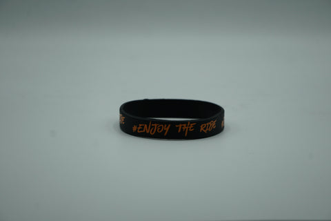 #EnjoyTheRide Black and Orange Wristband