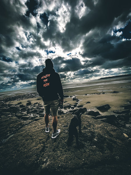 #EnjoyTheRide Black Cross Neck Hoodie - The Orange One