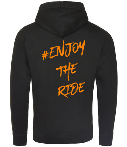 #EnjoyTheRide Black Cross Neck Hoodie - The Orange One