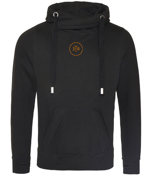 #EnjoyTheRide Black Cross Neck Hoodie - The Orange One