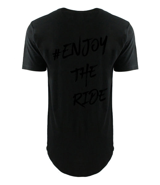 #EnjoyTheRide Black Long Line T-Shirt - The Black One