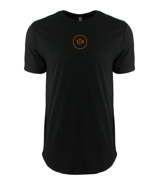 #EnjoyTheRide Black Long Line Body T-Shirt - The Orange One