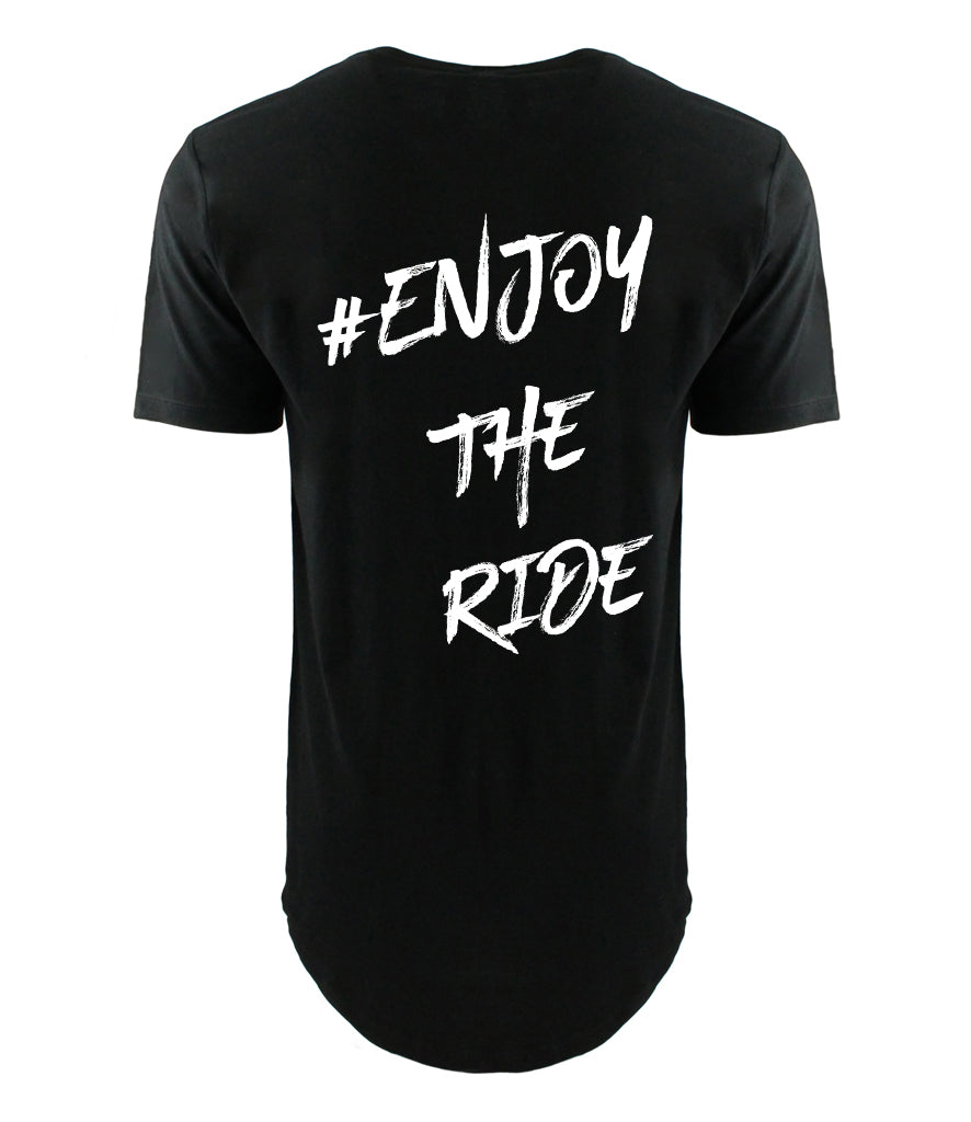 #EnjoyTheRide Black Long Line T-Shirt - The White One