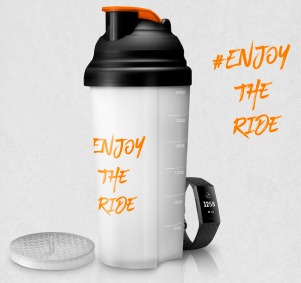 #EnjoyTheRide Black and Orange 700ml Protein Shaker Bottle